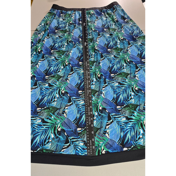 Cj Banks Skirt Women's 1X Blue Green Tropical Maxi Elastic Waist Side Slit - Picture 6 of 16